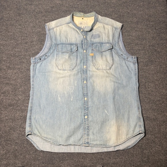 G-Star Raw Other - G-Star Raw Denim Vest Mens XXL Blue Distressed Wolker Shirt D00435